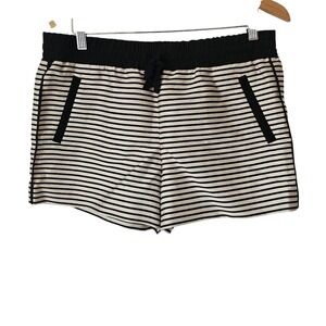 Ann Taylor LOFT Striped Pull On Shorts Black Cream Size 8 NWT